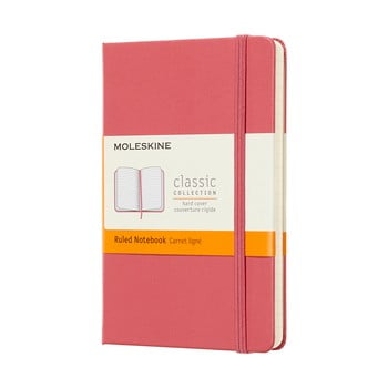 Caiet cu copertă rezistentă moleskine daisy, 192 pag., roz, hârtie dictando