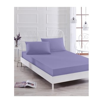 Set cearșaf elastic violet și 2 fețe de pernă basso purple, 160 x 200 cm
