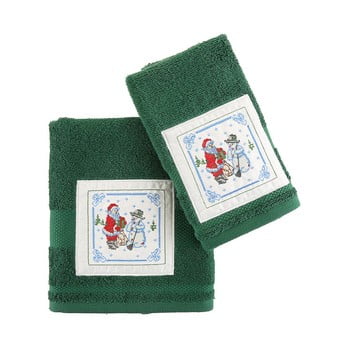 Set 2 prosoape Knitted Christmas, verde