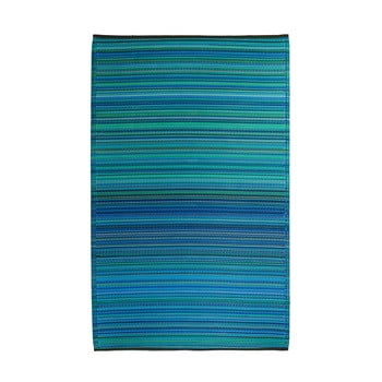 Covor reversibil potrivit pentru exterior, din plastic reciclat Fab Hab Cancun Turquoise, 90 x 150 cm, turcoaz