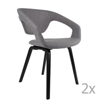 Set 2 scaune cu picioare negre Zuiver Flexback, gri