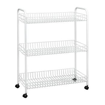 Cărucior mobil cu 3 rafturi pentru baie metaltex laundry, 23 x 84 cm