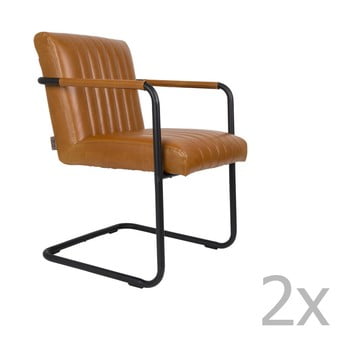 Set 2 fotolii dutchbone fez vintage maro coniac