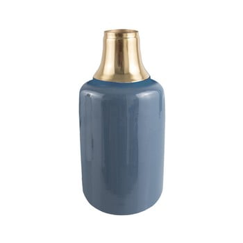 Vază cu detalii aurii pt living shine, înălțime 33 cm, albastru
