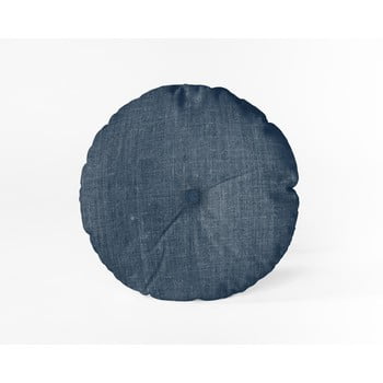 Pernă linen couture cojin redondo blue, ⌀ 45 cm, albastru