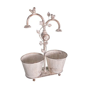 Ghiveci dublu antic line bird pot, alb