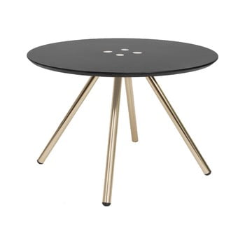 Masă de cafea leitmotiv sliced, ø 60 cm, negru - auriu