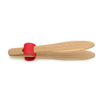 Cleşte din lemn de fag pentru pâine, cu detalii roşii jean dubost handy, lungime 15 cm