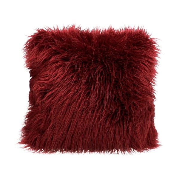 Vínově červený chlupatý polštář HF Living Fluffy, 45 x 45 cm