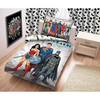 Lenjerie de pat din bumbac pentru copii halantex justice league, 140 x 200 cm