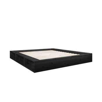Pat din lemn masiv cu spațiu de depozitare karup design ziggy, 160 x 200 cm, negru
