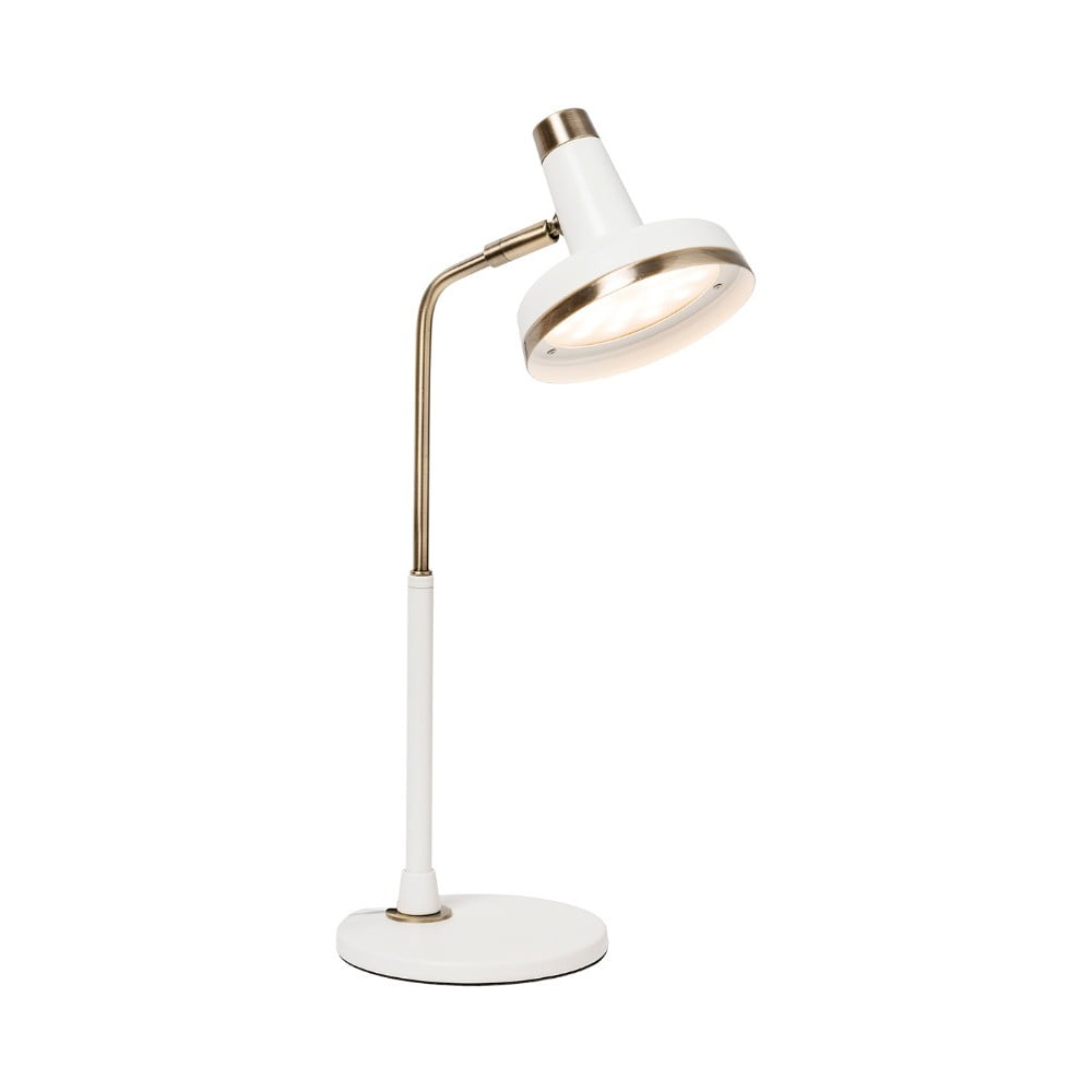 Bílá stolní lampa s LED světlem a prvky ve zlaté barvě SULION Bang