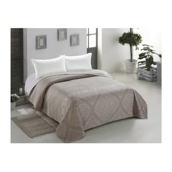Cuvertură reversibilă din microfibră decoking ornament, 170 x 270 cm, bej