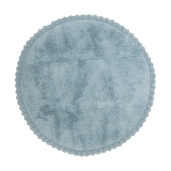 Modrý ručně vyrobený bavlněný koberec Nattiot Perla, ø 110 cm
