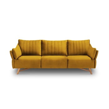 Canapea cu tapițerie de catifea interieur 86 elysée, 232 cm, galben muștar