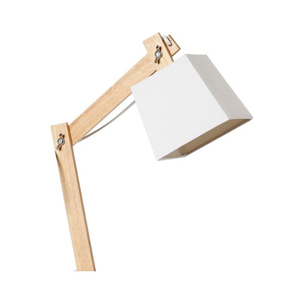 Bílá stolní lampa s dřevěnou konstrukcí SULION Erasmo