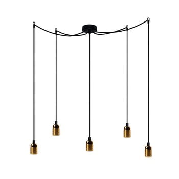 Lustră cu 5 cabluri Bulb Attack Uno Cassie, negru - auriu