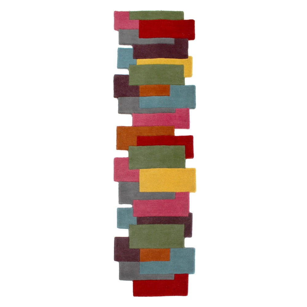 Barevný vlněný běhoun Flair Rugs Collage, 60 x 230 cm