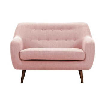Canapea cu 2 locuri și picioare închise la culoare Vivonita Lila, roz deschis