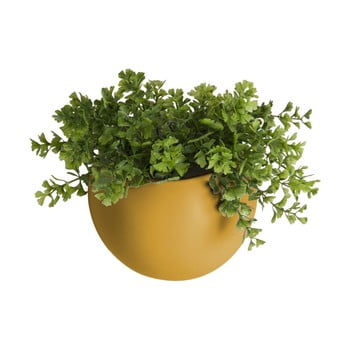 Ghiveci suspendat din ceramică pt living globe, galben ocru mat