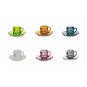 Set 6 cești pentru cafea cu farfurie villa d'este diamond, colorate