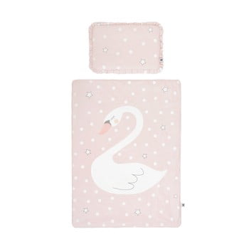 Set păturică matlasată din bumbac și pernă pentru copii bellamy swan, 100 x 135 cm