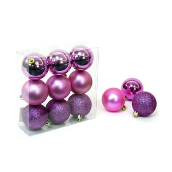 Set 9 decorațiuni de crăciun unimasa caja, roz - violet
