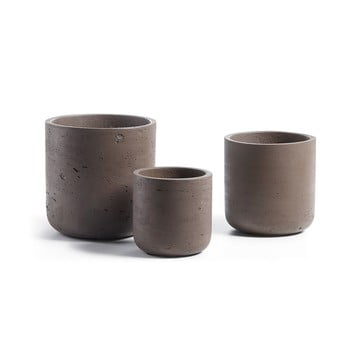Set 3 ghivece pentru flori la forma lux, maro deschis
