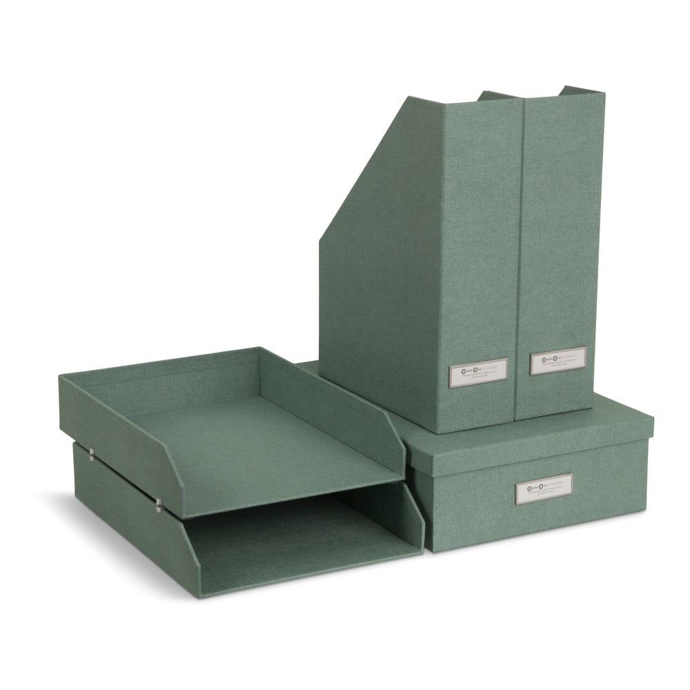 Zelené kartonové organizéry v sadě 5 ks na dokumenty Holger Canvas Paper Laminate – Bigso