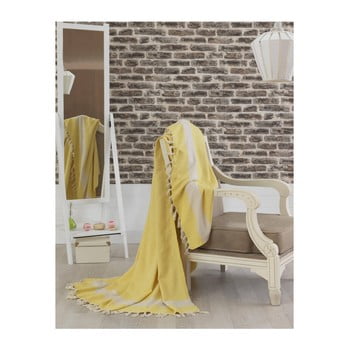 Cuvertură pat din bumbac baliksirfi yellow, 200 x 240 cm, galben