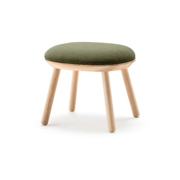 Taburet tapițat din lână emko naïve, verde-natural