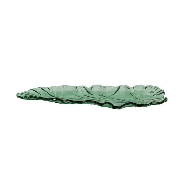 Zelený skleněný servírovací talíř Bahne & CO, 30 x 12 cm