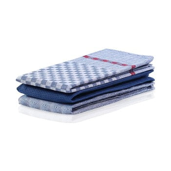 Set 3 prosoape de bucătărie din bumbac decoking louie, 50 x 70 cm, albastru