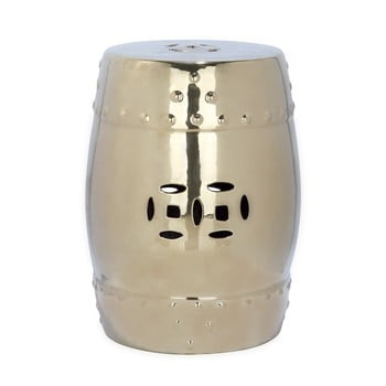 Masă din ceramică adecvată pentru exterior safavieh modern ming, ø 33 cm, auriu