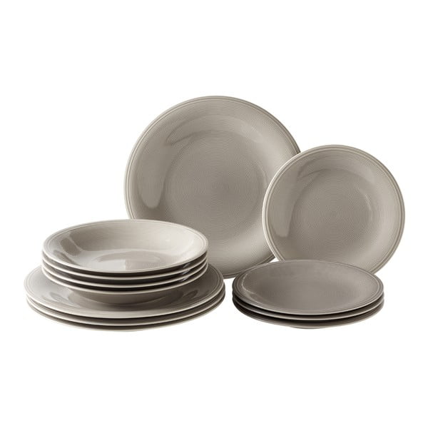 12dílná sada šedých porcelánových talířů Villeroy & Boch Like Color Loop