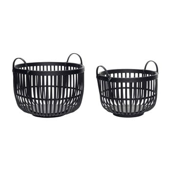 Set 2 coșuri depozitare din bambus hübsch nero, negru