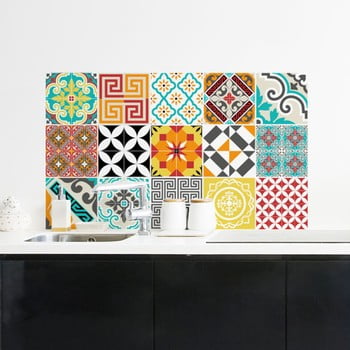 Set 15 autocolante de perete ambiance azulejos tiles, 10 x 10 cm