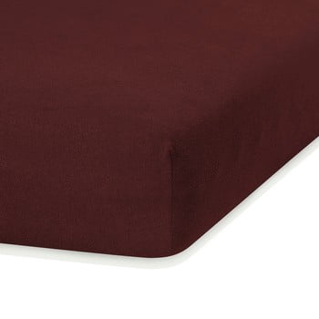 Cearceaf elastic ameliahome ruby, 200 x 80-90 cm, maro închis