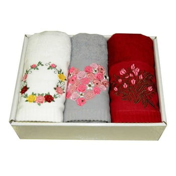 Set 3 prosoape cu model floral pure cotton, 45 x 70 cm