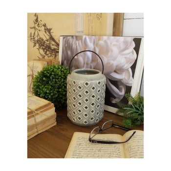 Felinar din ceramică orchidea milano antique, înălțime 18 cm, gri