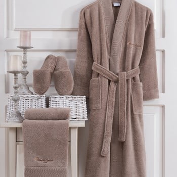 Set halat damă mărimea m, prosop și papuci bathrobe set lady, maro