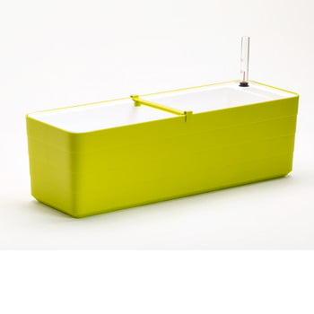 Ghiveci dreptunghiular cu sistem de auto-irigare plastia berberis , lungime 78 cm, verde - alb