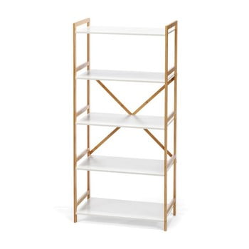 Etajeră cu 4 nivele, cu structură din bambus loomi.design lora, alb
