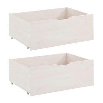 Set 2 sertare suplimentare pentru pat, din lemn masiv de pin, Støraa Barney, alb title=Set 2 sertare suplimentare pentru pat, din lemn masiv de pin, Støraa Barney, alb