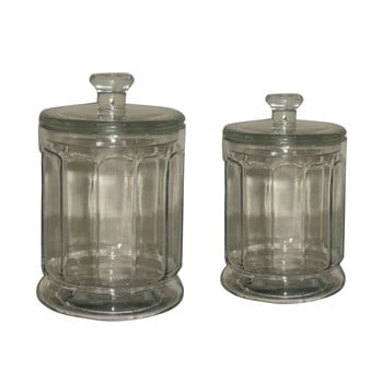 Set 2 recipiente din stică antic line jar