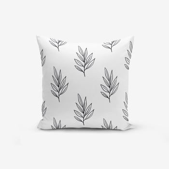 Față de pernă cu amestec din bumbac minimalist cushion covers white leaf, 45 x 45 cm