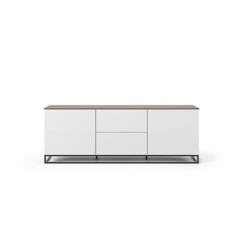 Masă tv cu blat din lemn de nuc temahome join, 180 x 65 cm, alb - negru