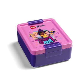 Set sticlă pentru apă și cutie pentru gustări lego® friends girls rock