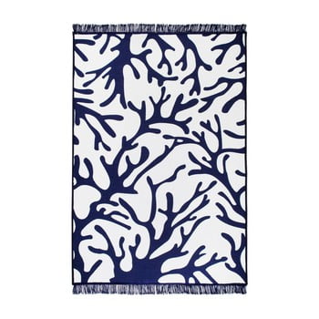 Covor reversibil Coral Reef, 80 x 150 cm, alb-albastru