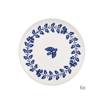 Set 6 farfurii din porțelan mia bloom, ⌀ 26 cm, alb -albastru